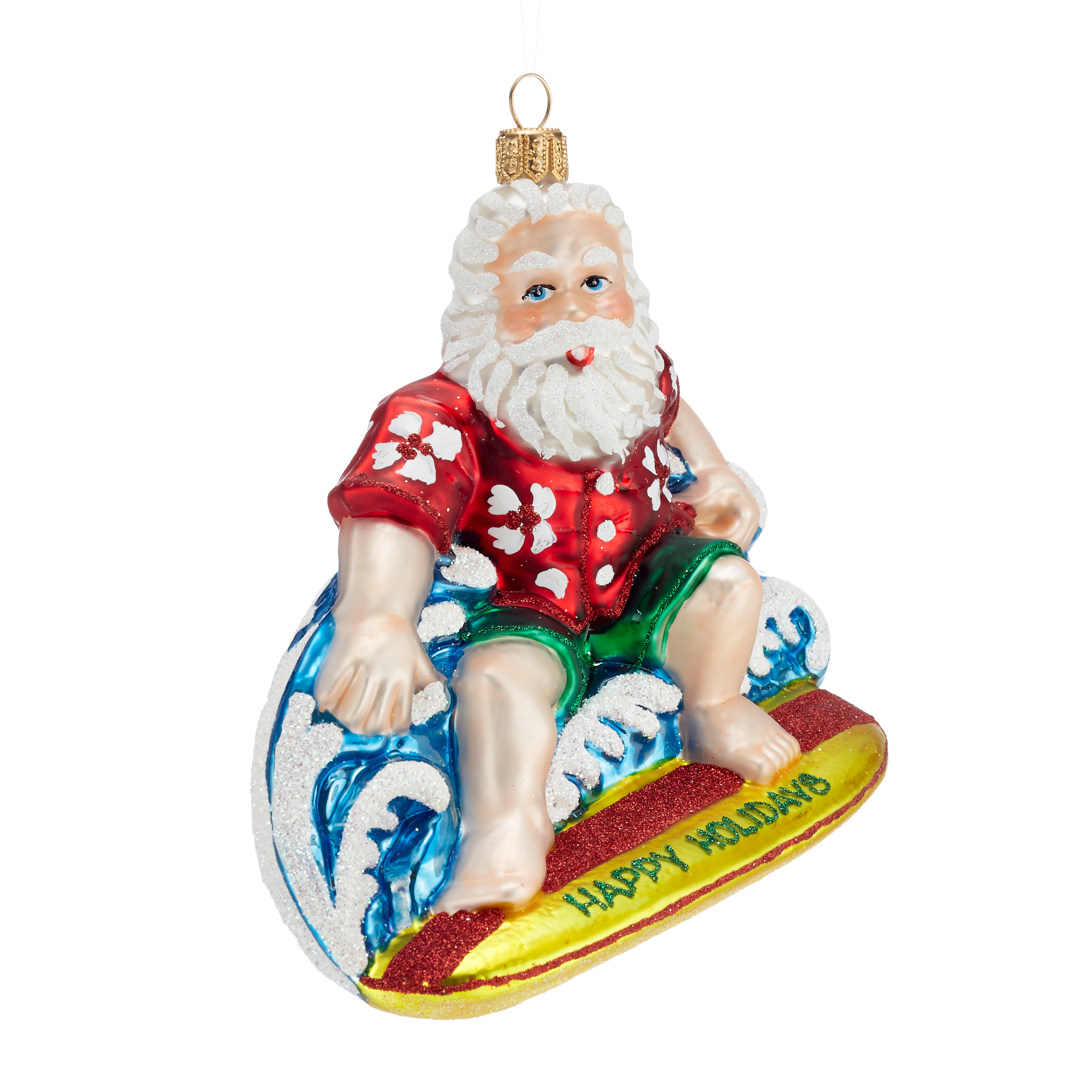 santa on a surfboard decoration