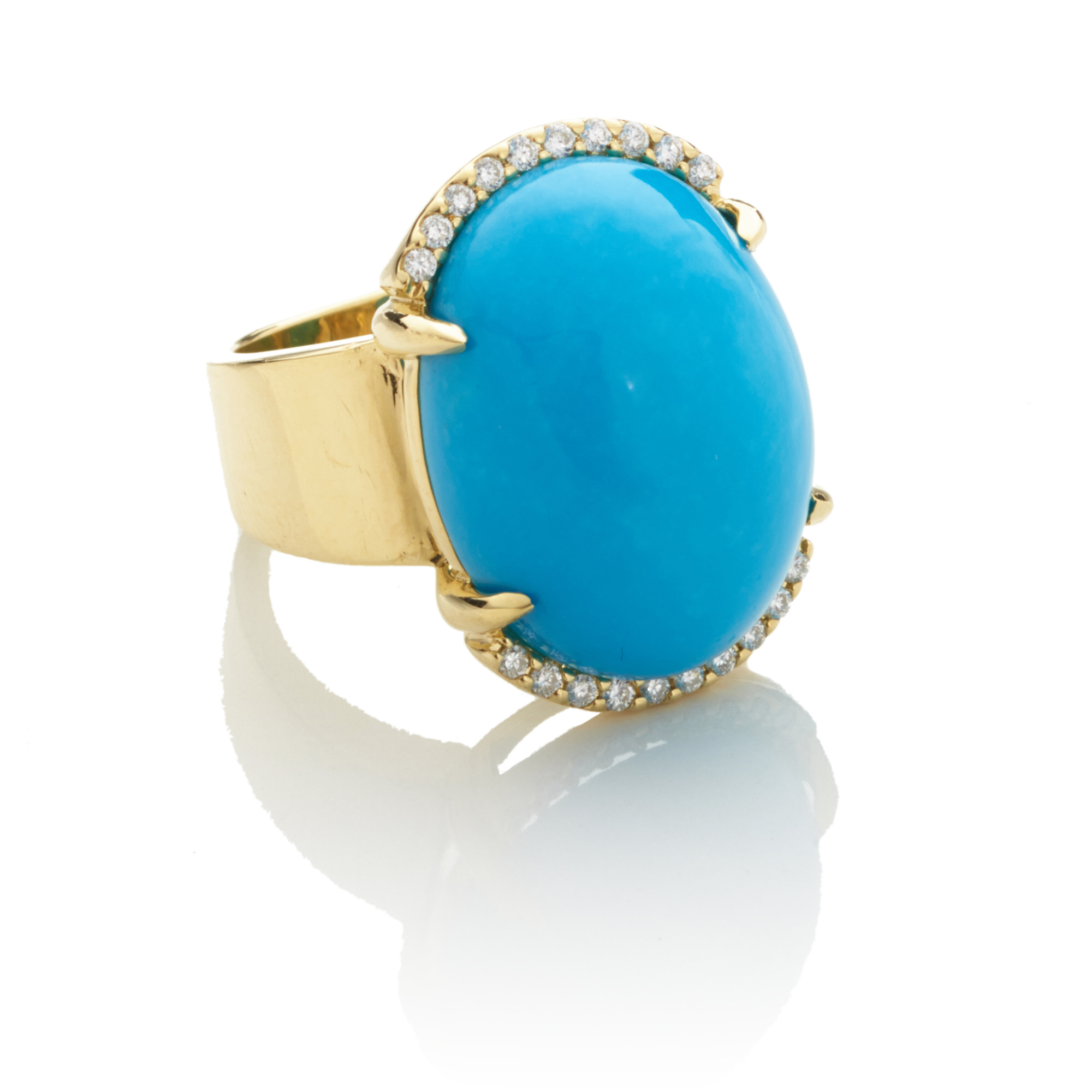 R. Friedman Turquoise Cabochon & Diamond Ring | Gump's