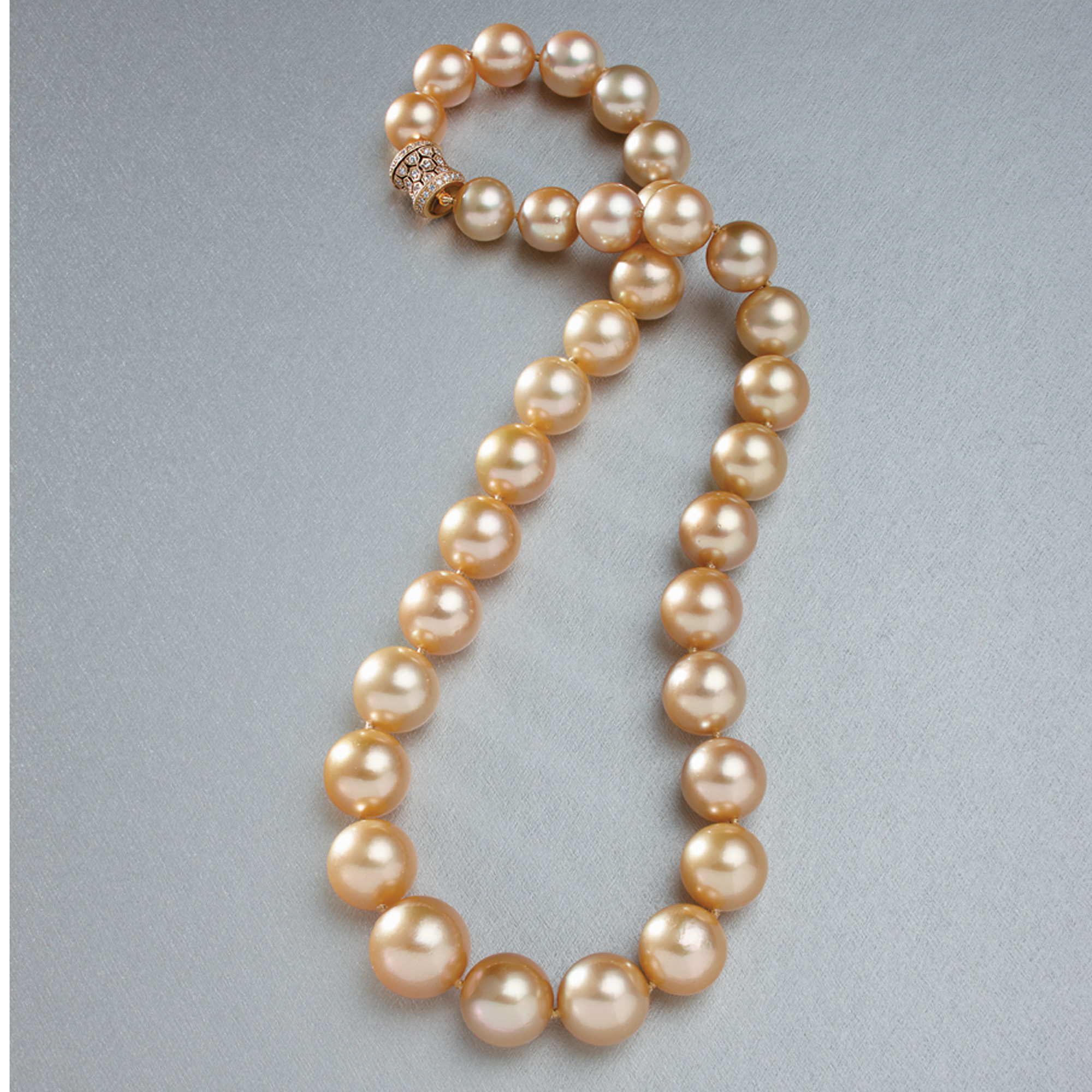 Gump's Golden South Sea Cultured Pearl Necklace with Diamond Clasp | Gump's