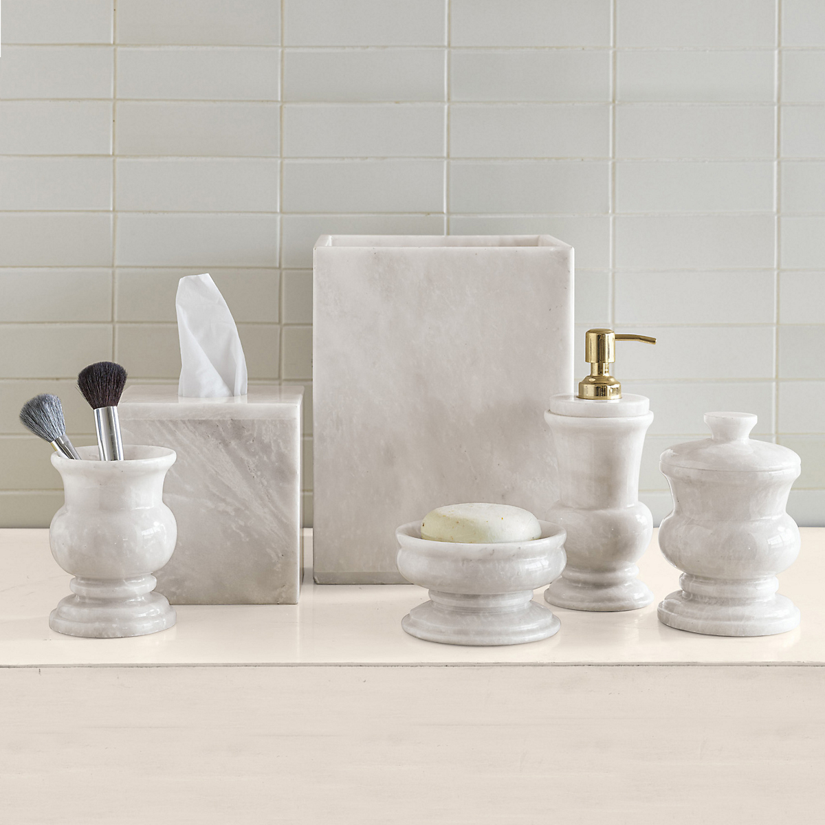 White Marble Bath Accessories from Gump's