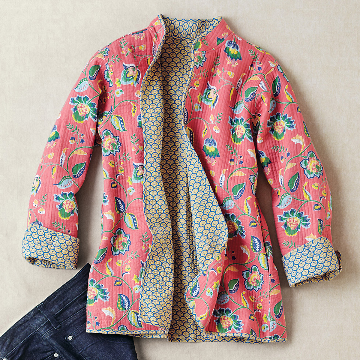 Reversible Quilted Floral Jacket | Gump's