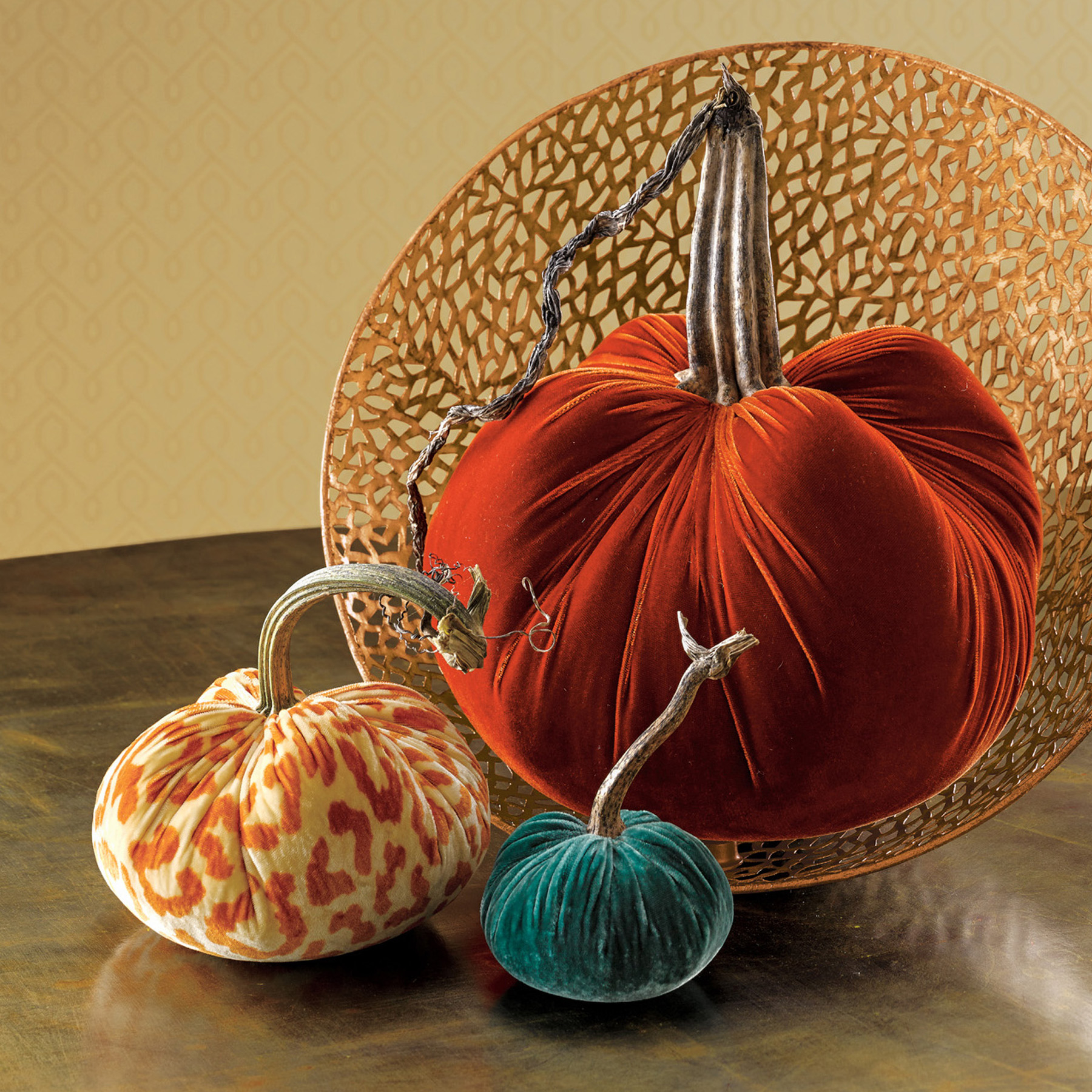 Autumn Decorative Velvet Pumpkins Gump's