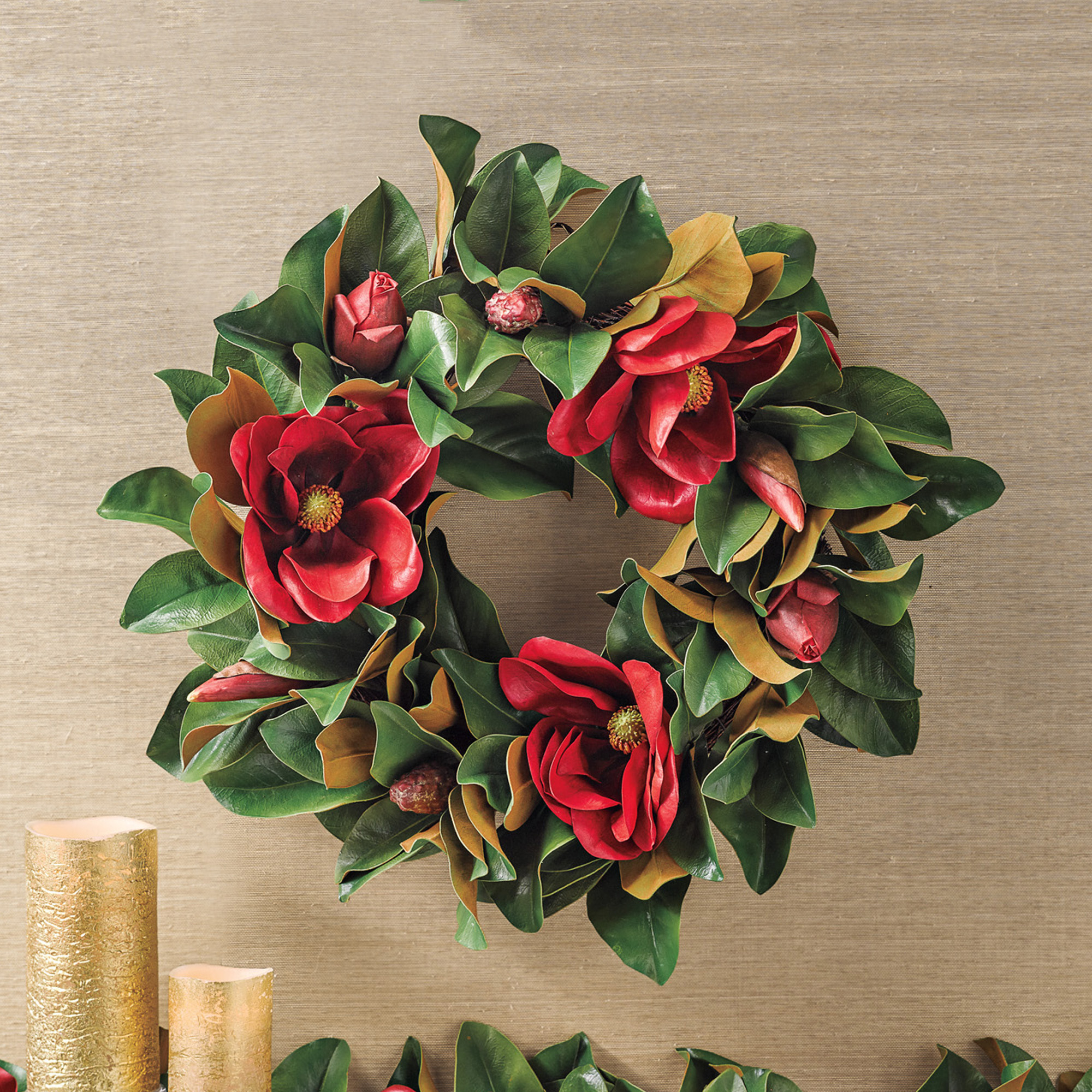 Holiday Red Magnolia Wreath | Gump's