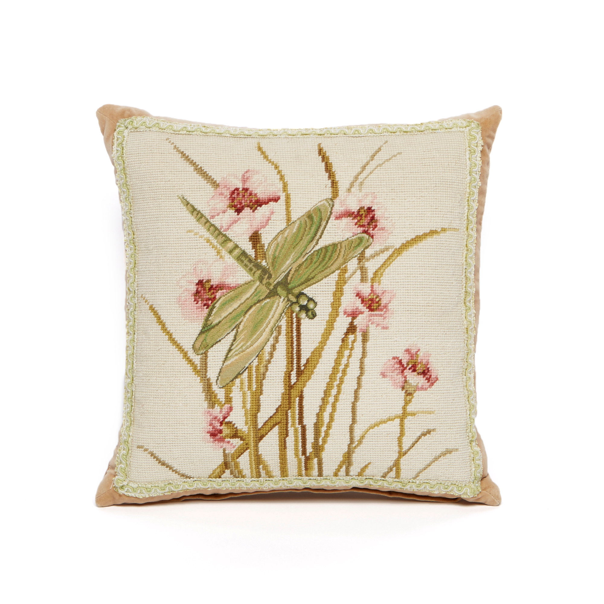 Garden Dragonfly Orchid Needlepoint Pillow | Gump's