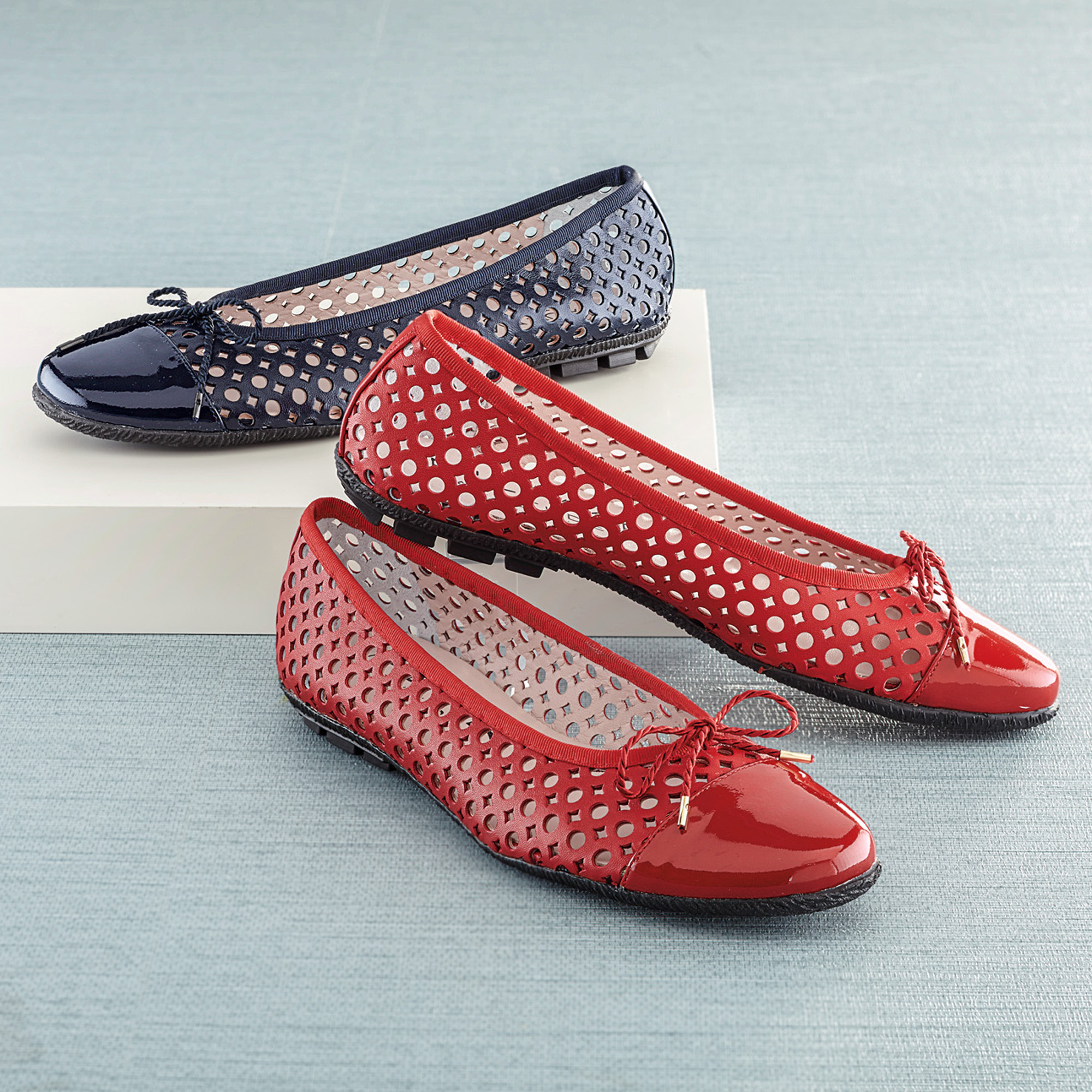 Paul Mayer Perforated Solid Patent Flats | Gump's