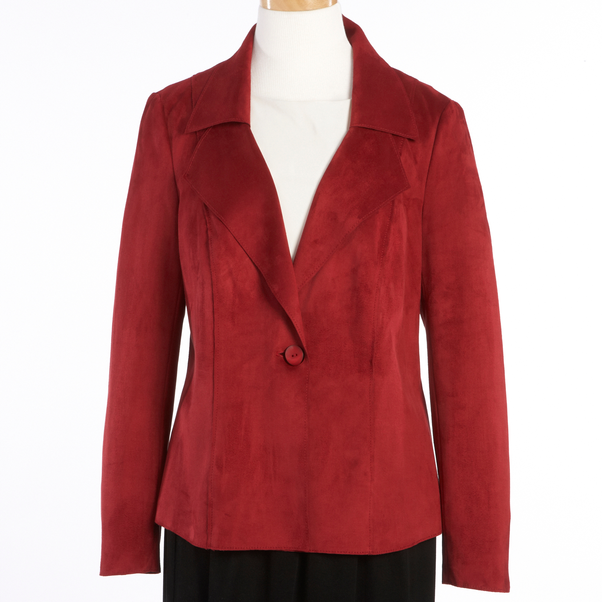 Stretch Faux Suede Jacket, Red | Gump's