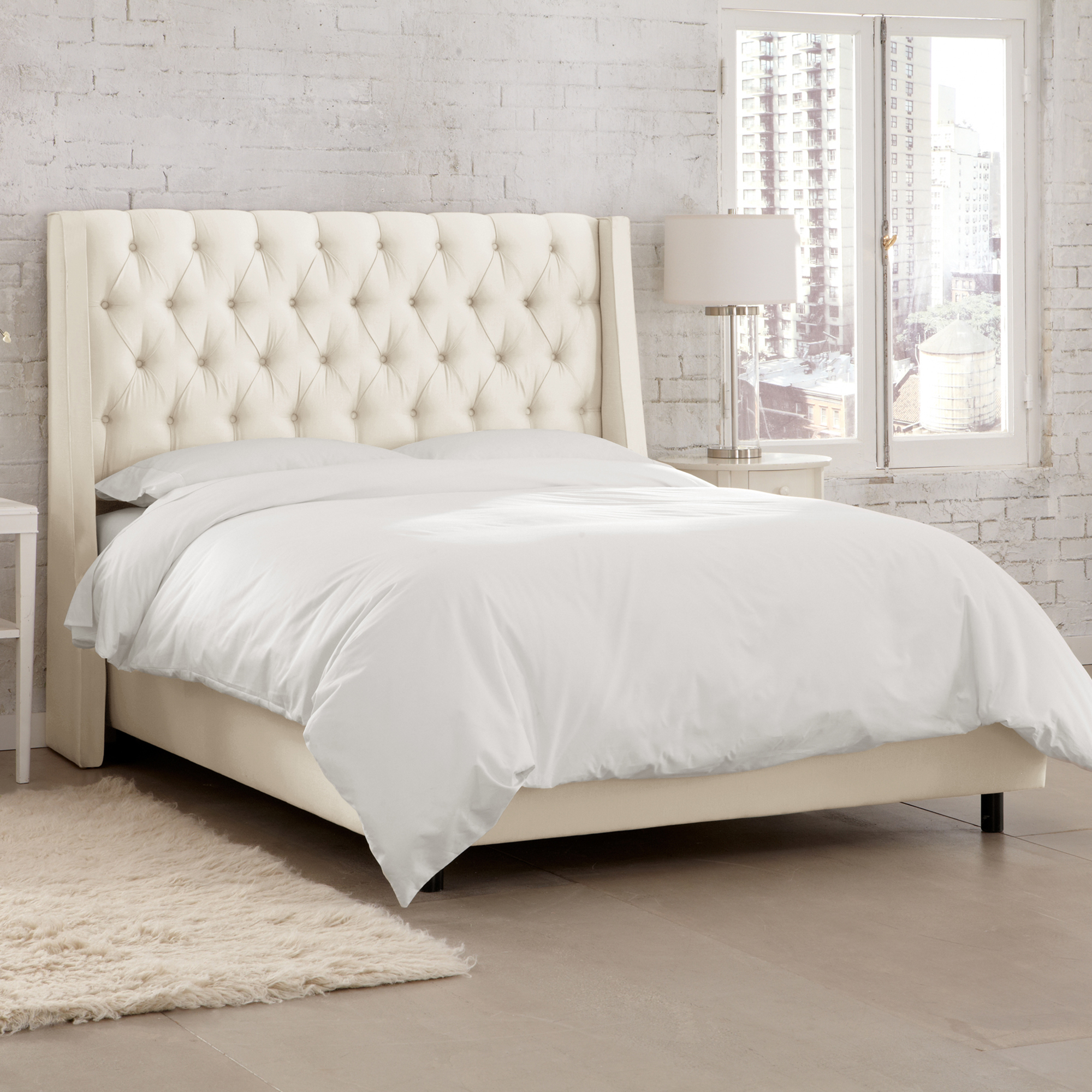 Shantung Tufted Wingback Bed | Gump's