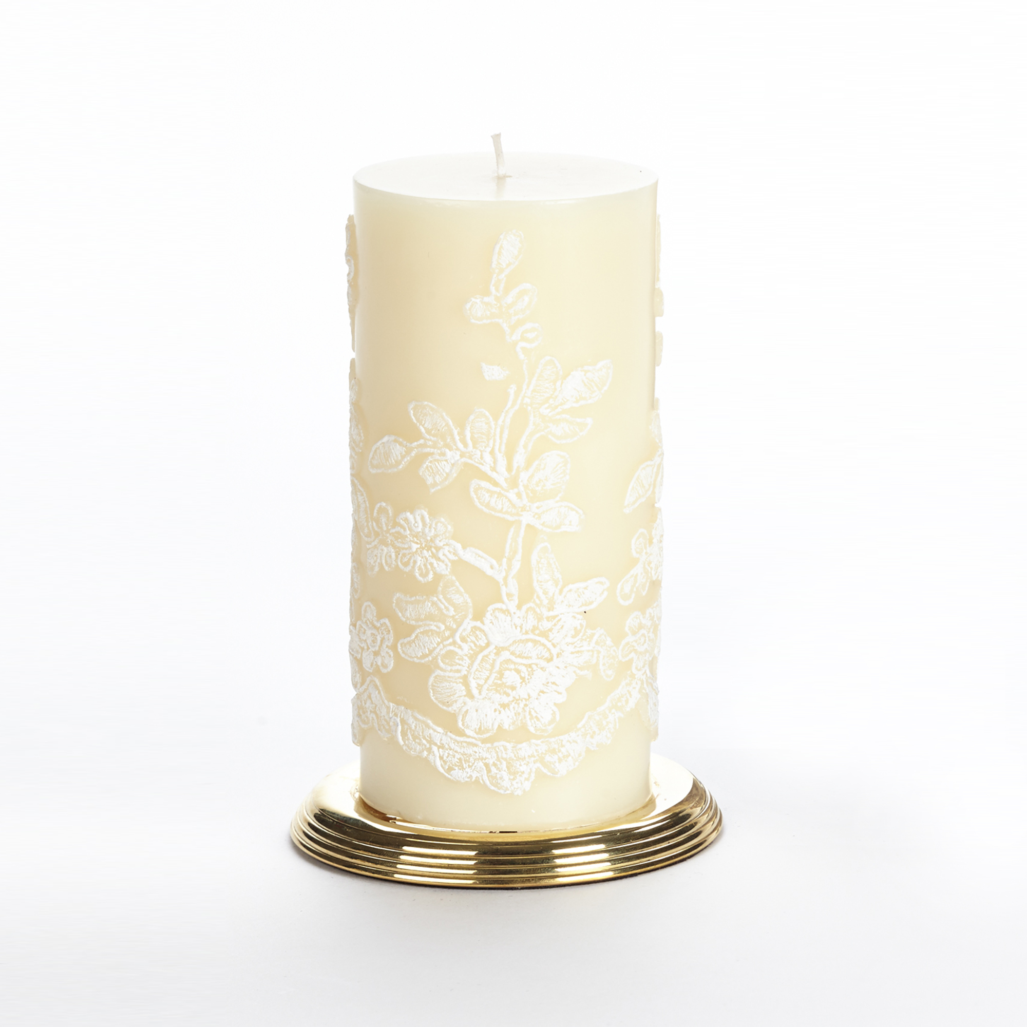 Et Al Designs Lace Pillar Candle, White | Gump's