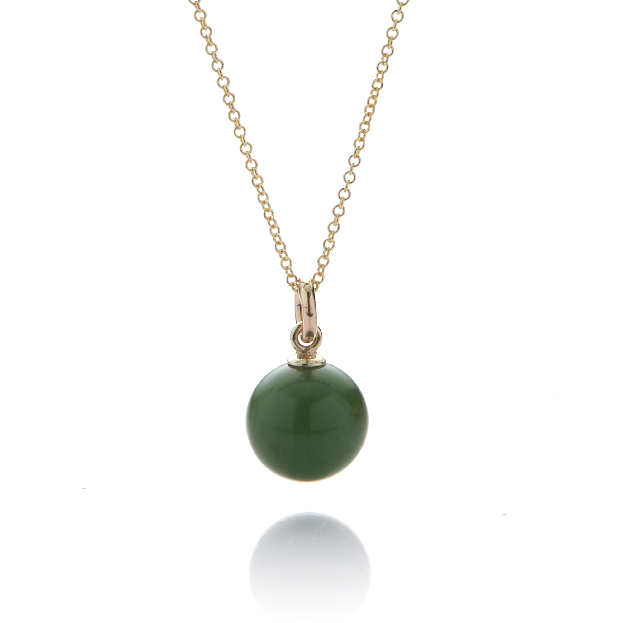 Gump's Green Nephrite Jade Bead 10mm Pendant Necklace | Gump's