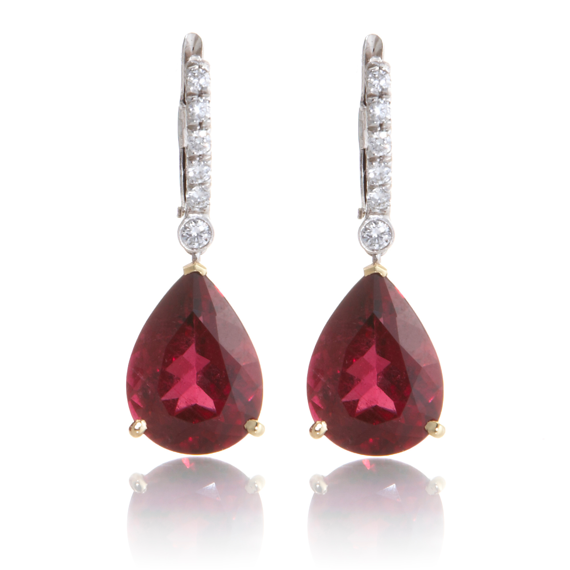 Gump's Diamond & Rubellite Teardrop Earrings | Gump's