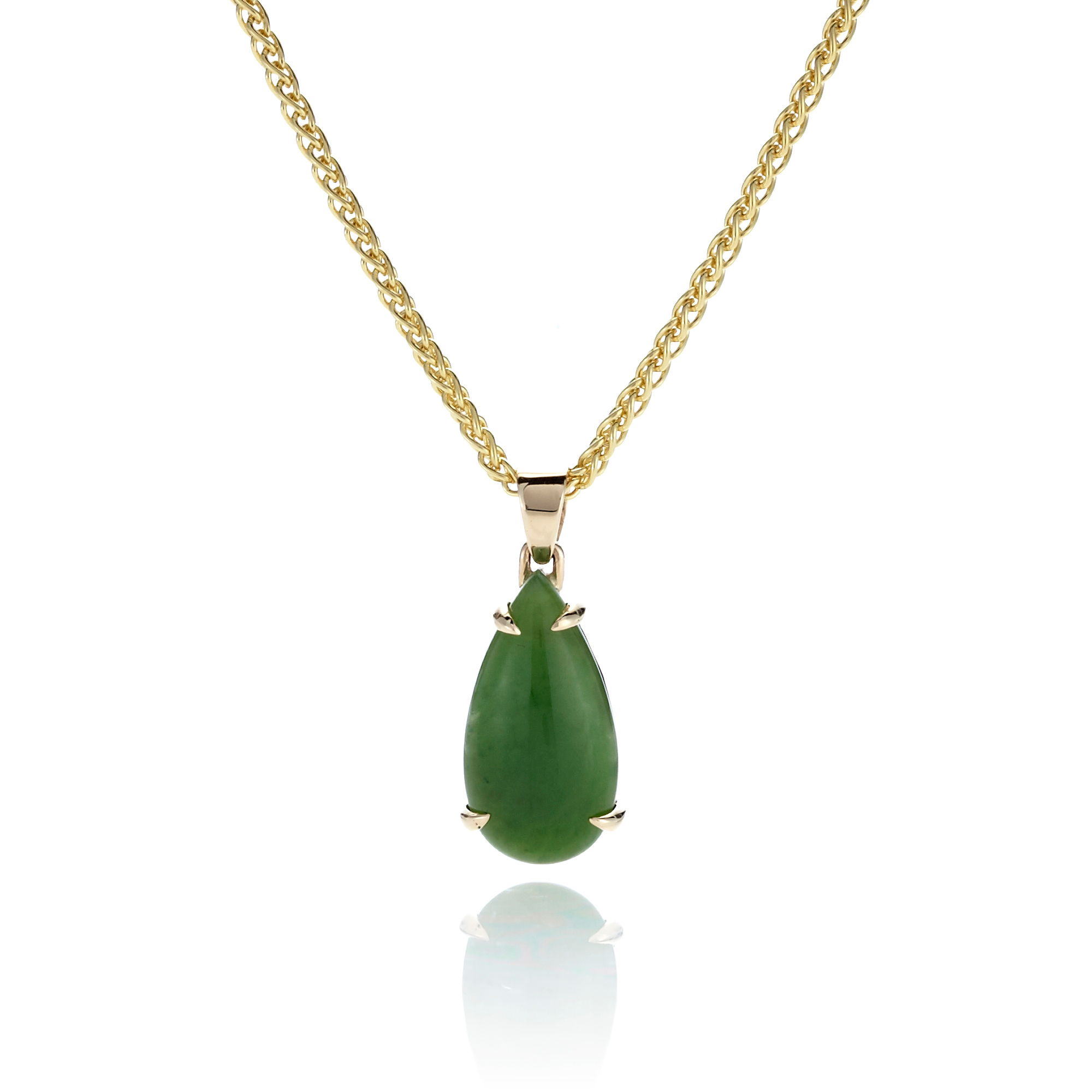 Gump's Green Nephrite Jade Teardrop Cabochon Pendant | Gump's