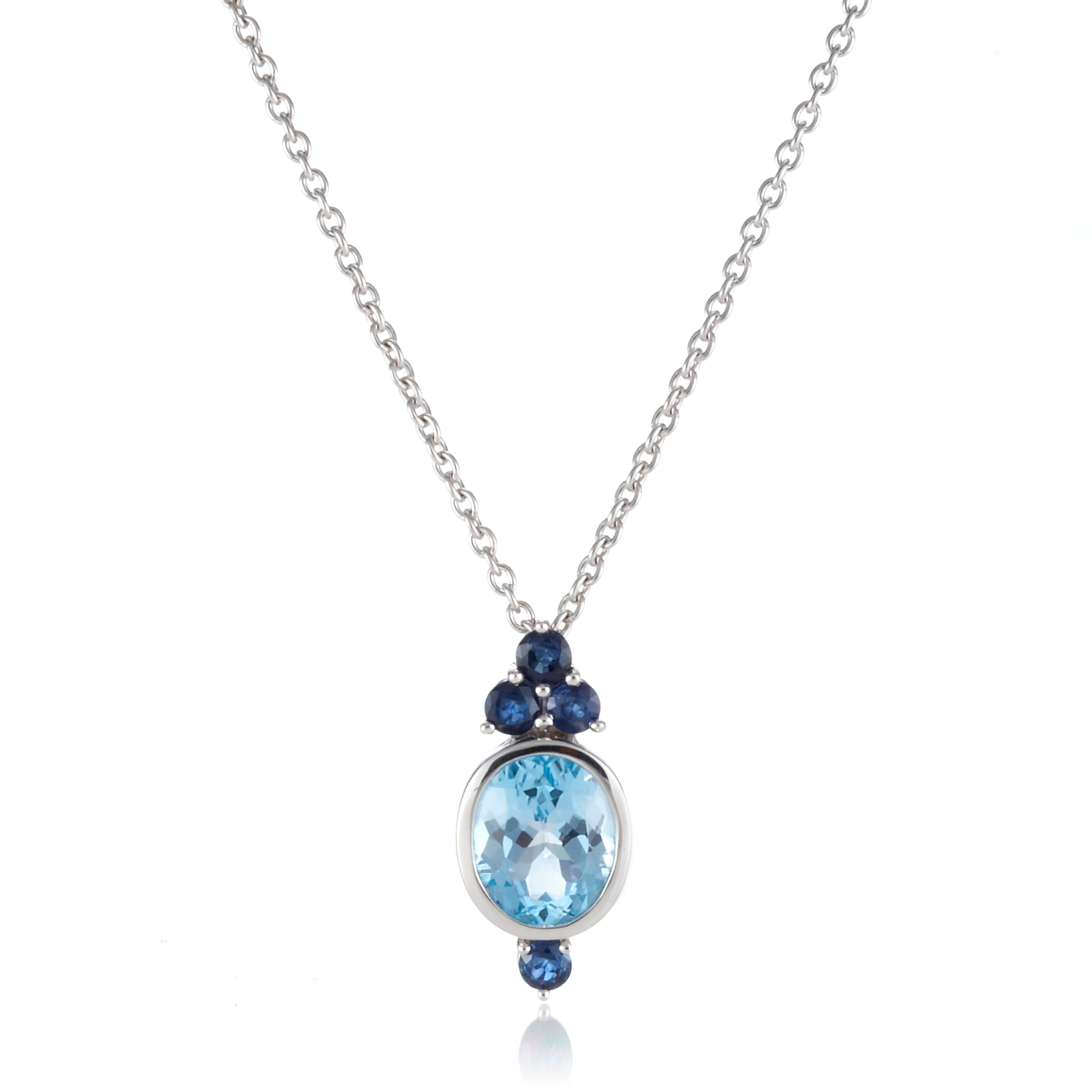 Gump's Oval Sky Blue Topaz & Sapphire Pendant Necklace | Gump's