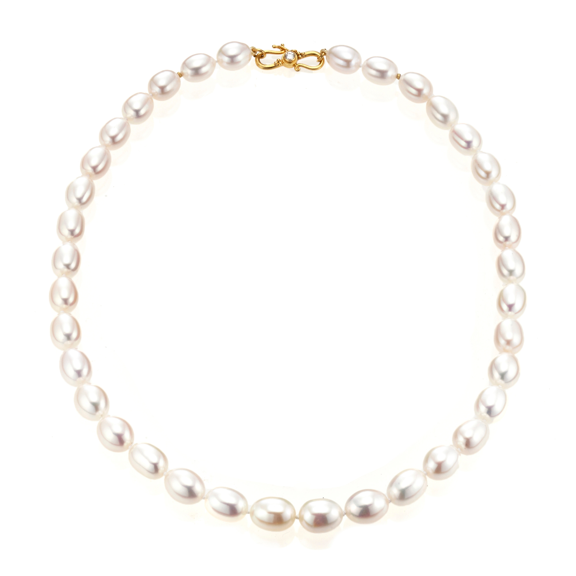 Gump's Baroque Pearl Necklace With Gold and Diamond Clasp | Gump's