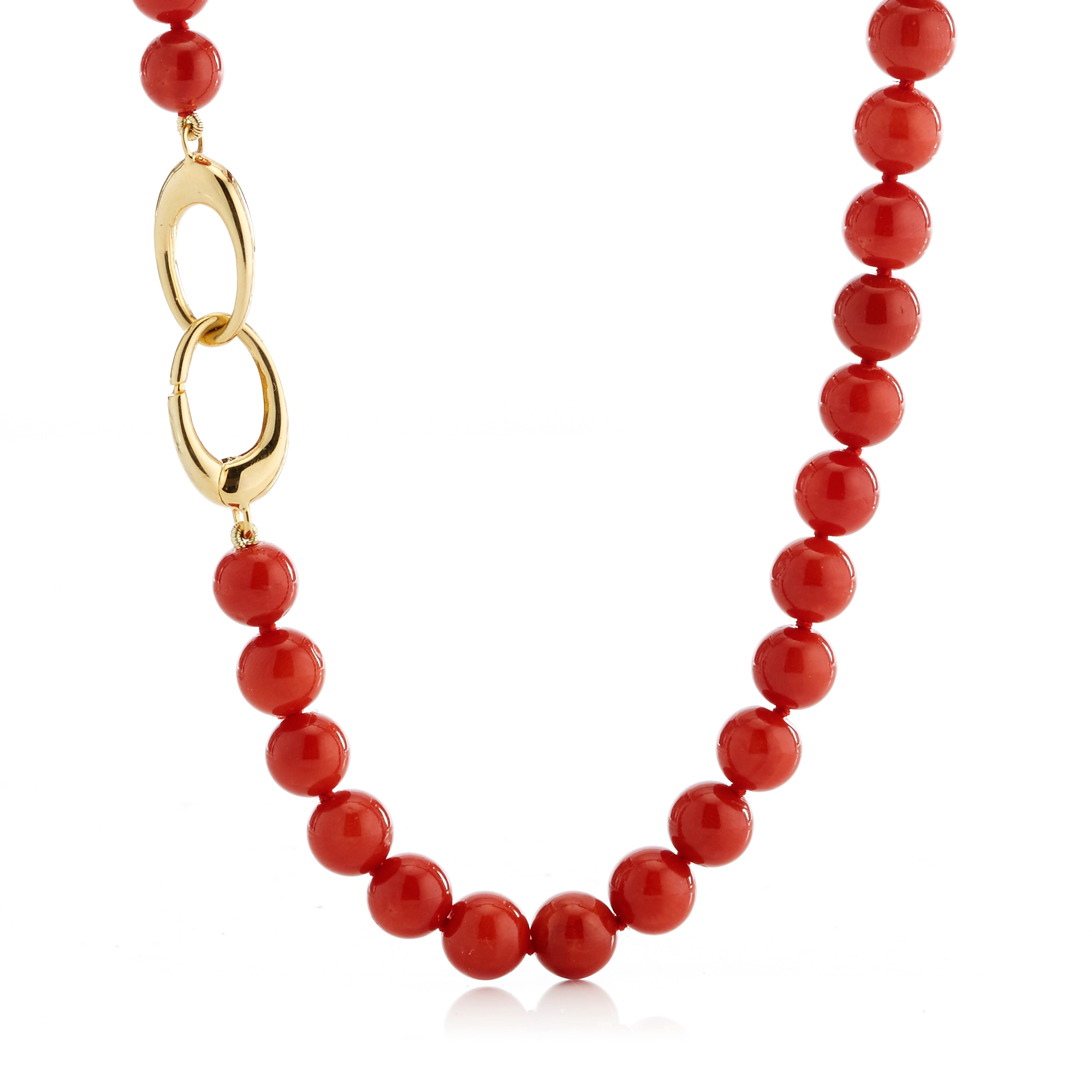 Gump's Red Coral Bead & Gold Long Necklace | Gump's