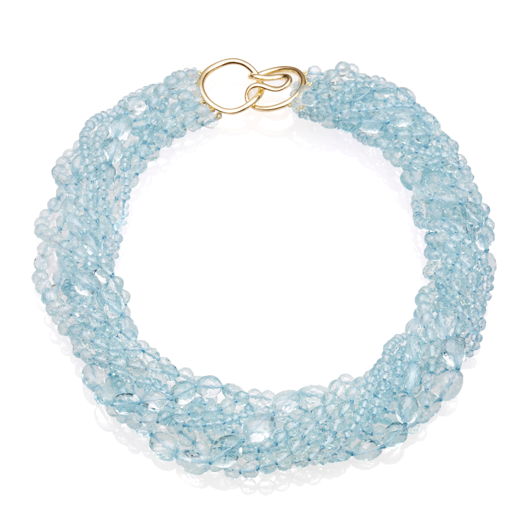 Gump's Nine Strand Multi Faceted Aquamarine Twist Necklace | Gump's