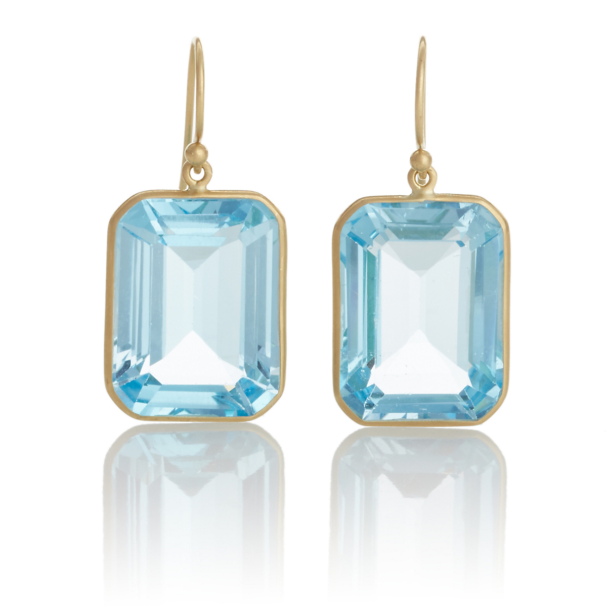Kothari Emerald Cut Blue Topaz Gold Earrings | Gump's