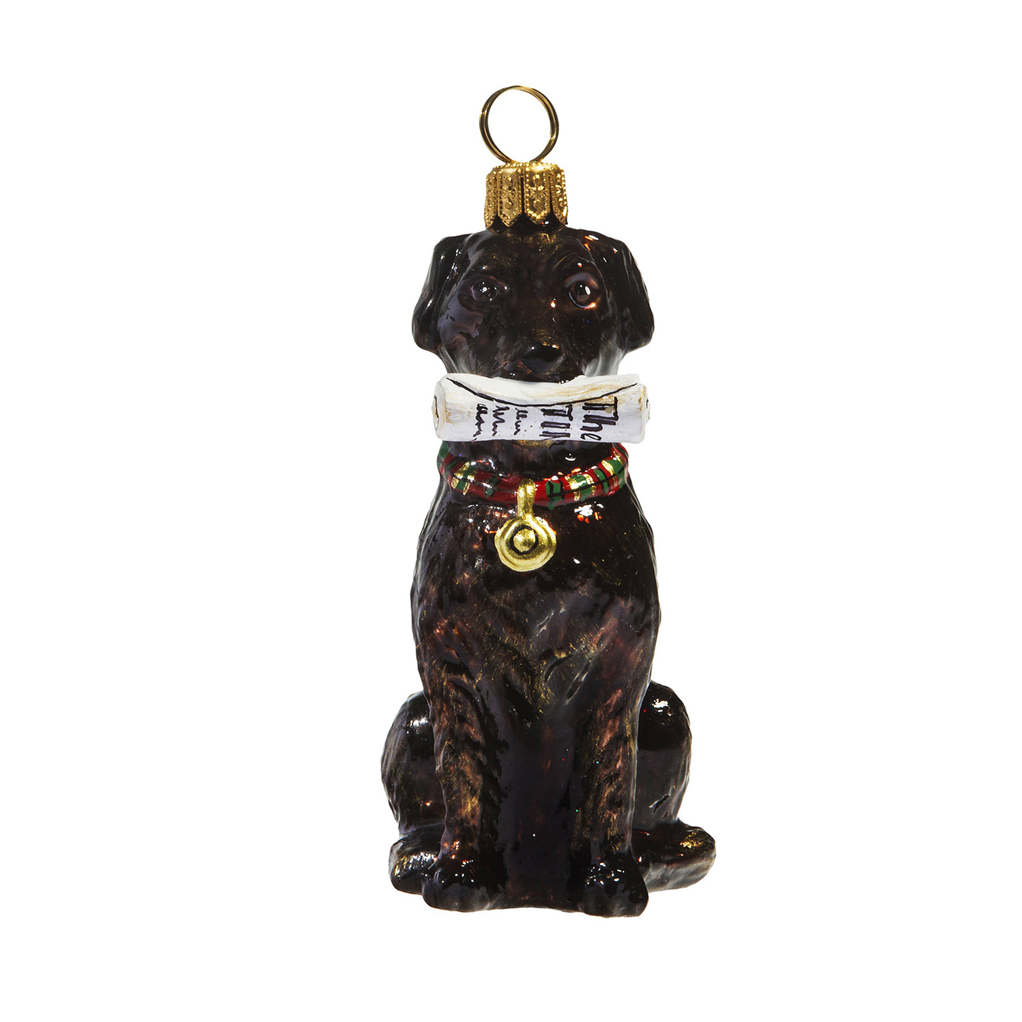 Chocolate Lab with Newspaper Christmas Ornament | Gump's